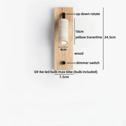 Inari – Adjustable Travertine LED Rotating Reading Sconce