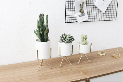 Ida - Ceramic Flower Planters with Modern Stand